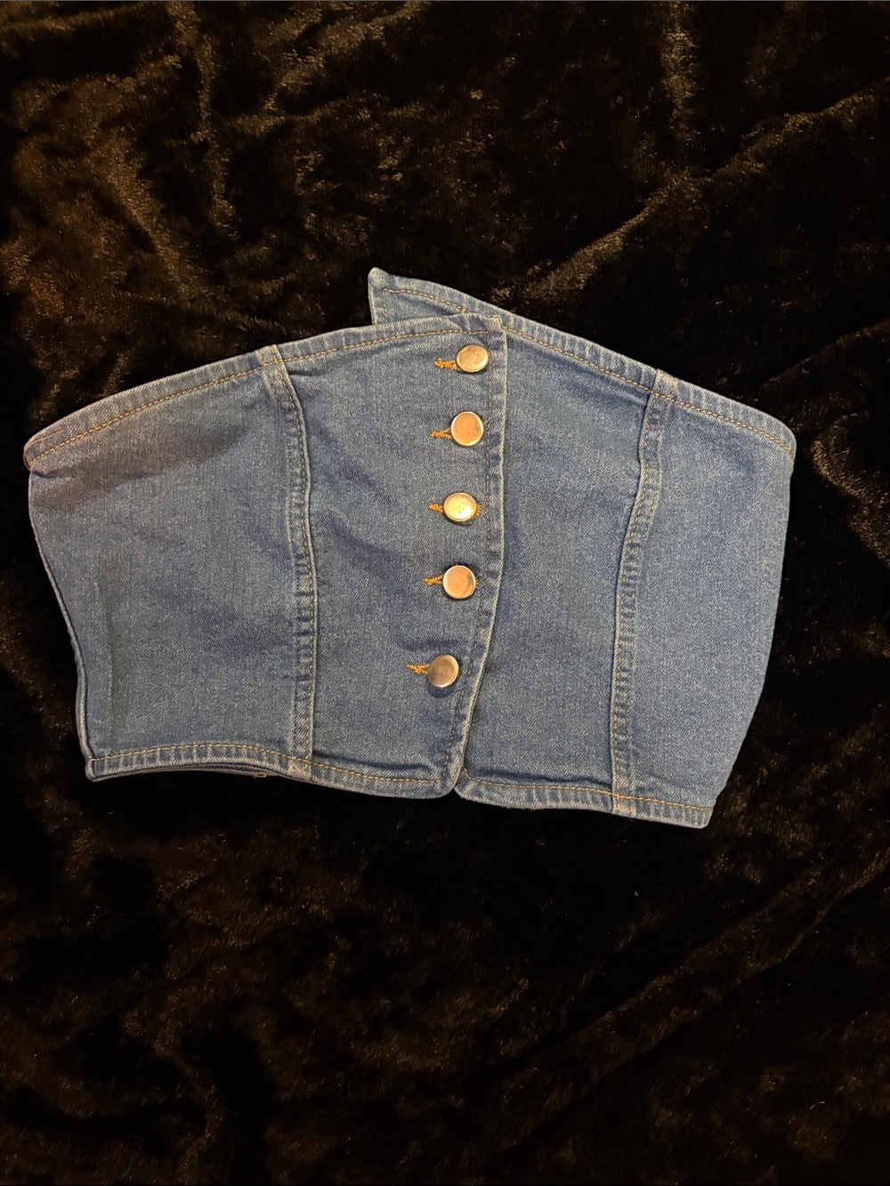 Strapless Denim Corset/Denim Bandeau Crop Top